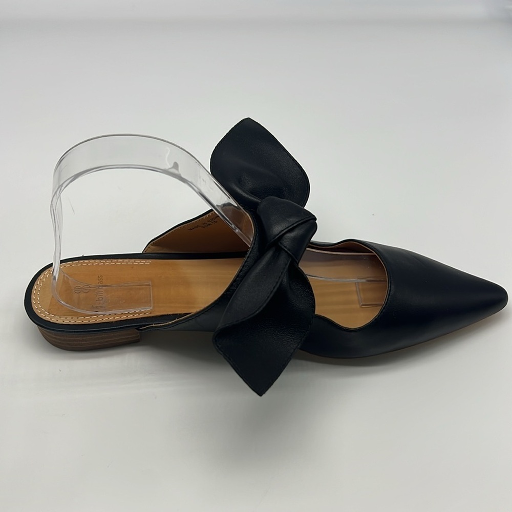 Bill Blass - Sabrina Black Leather Pointed Toe Bow Slip On Lightweight Flats 10 - Picture 14 of 15